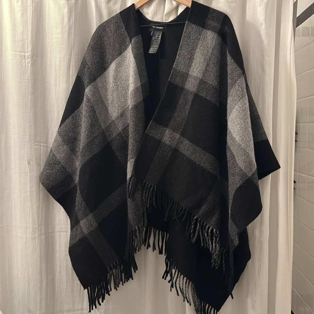 The Kooples black and grey wool cape